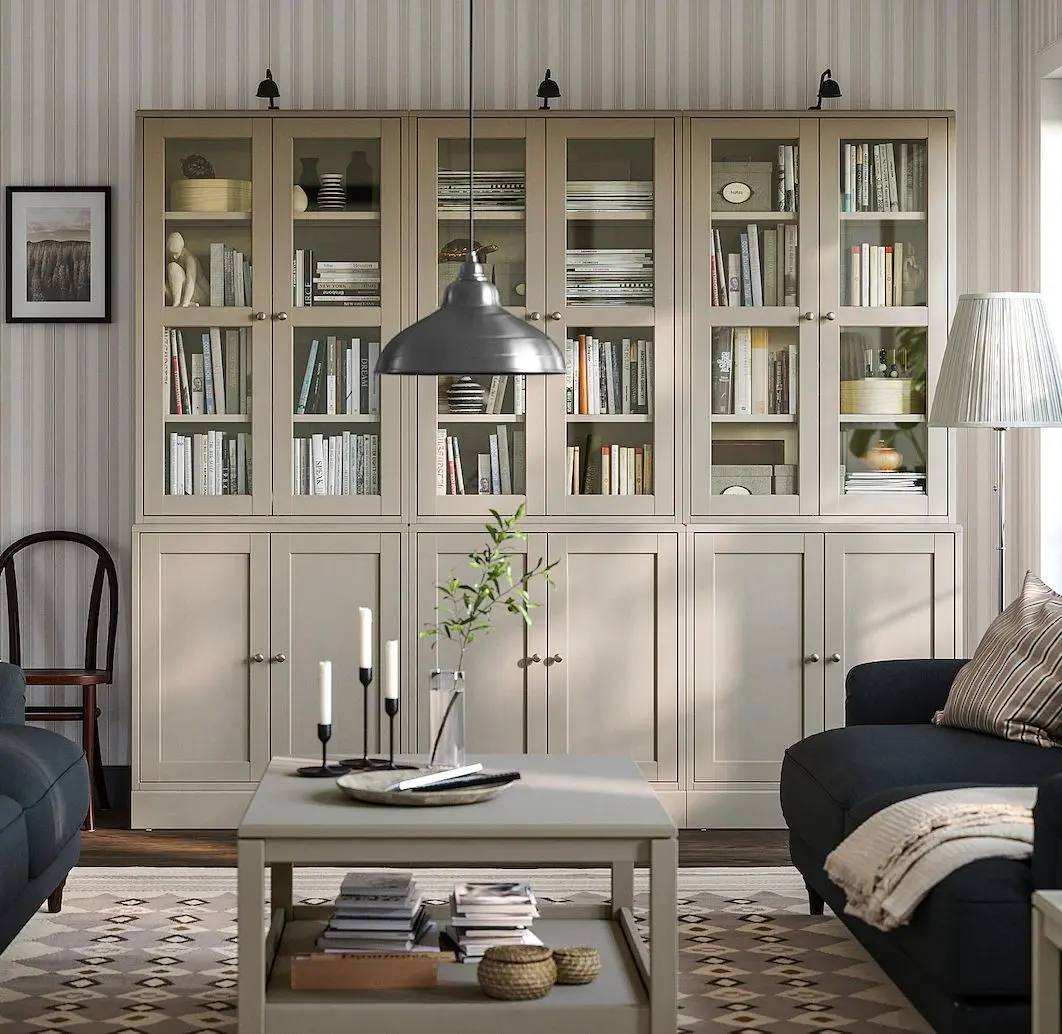 Servant Ikea Havsta usi sticla 243x47x212 (Gri-bej)