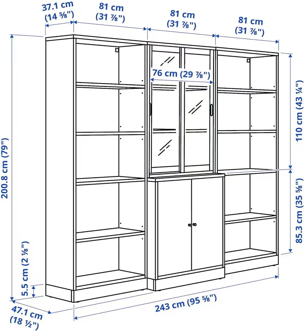 Servant Ikea Tonstad usi/usi glisante sticla 243x47x201 (Alb)