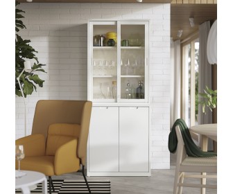 Сервант Ikea Tonstad дверцы/раздвижные стеклянные дверцы 81x47x201 (Белый)