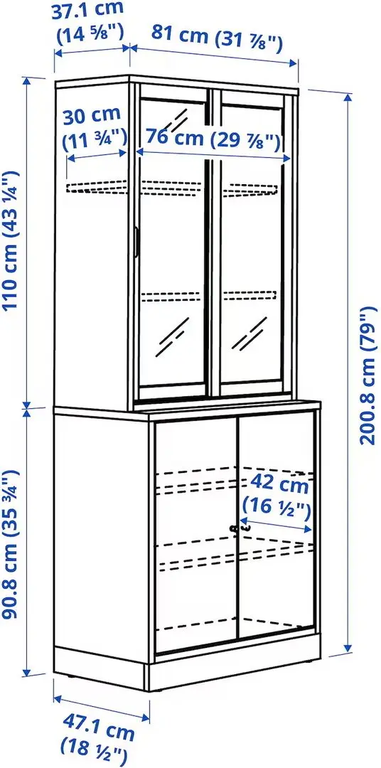 Servant Ikea Tonstad usi/usi glisante sticla 81x47x201 (Alb)