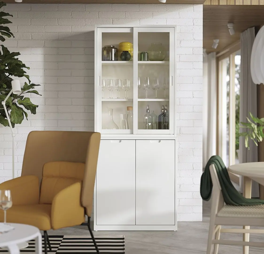 Servant Ikea Tonstad usi/usi glisante sticla 81x47x201 (Alb)