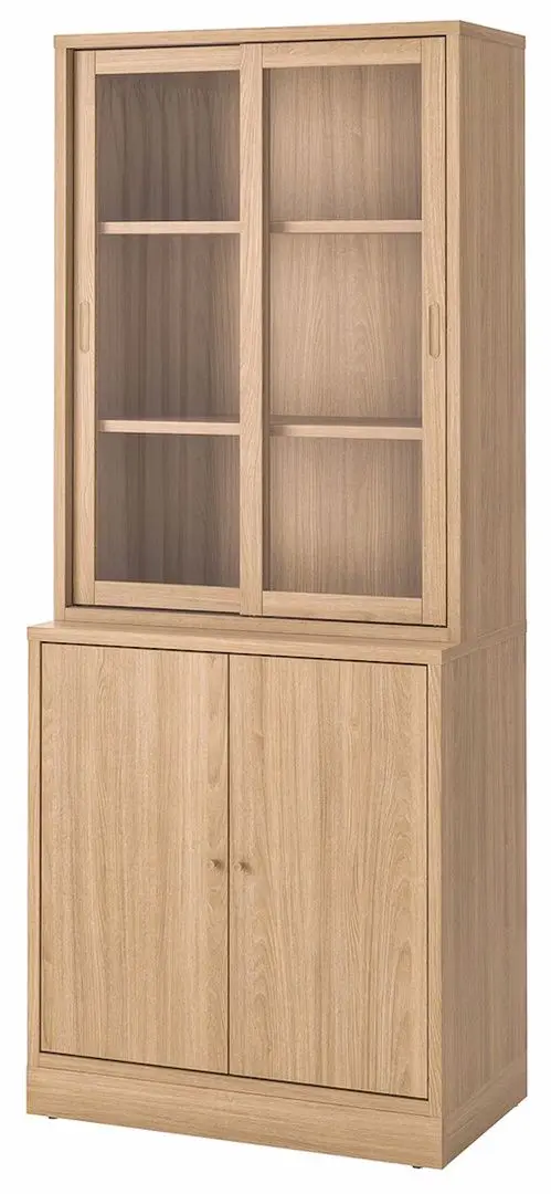 Servant Ikea Tonstad usi glisante/sticla transparenta/furnir 82х47х201 (Stejar)