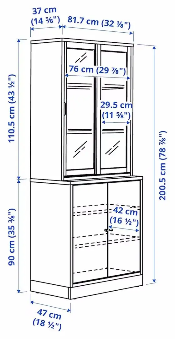 Servant Ikea Tonstad usi glisante/sticla transparenta/furnir 82х47х201 (Stejar)
