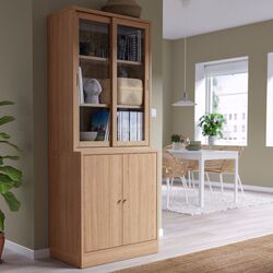 Servant Ikea Tonstad usi glisante/sticla transparenta/furnir 82х47х201 (Stejar)