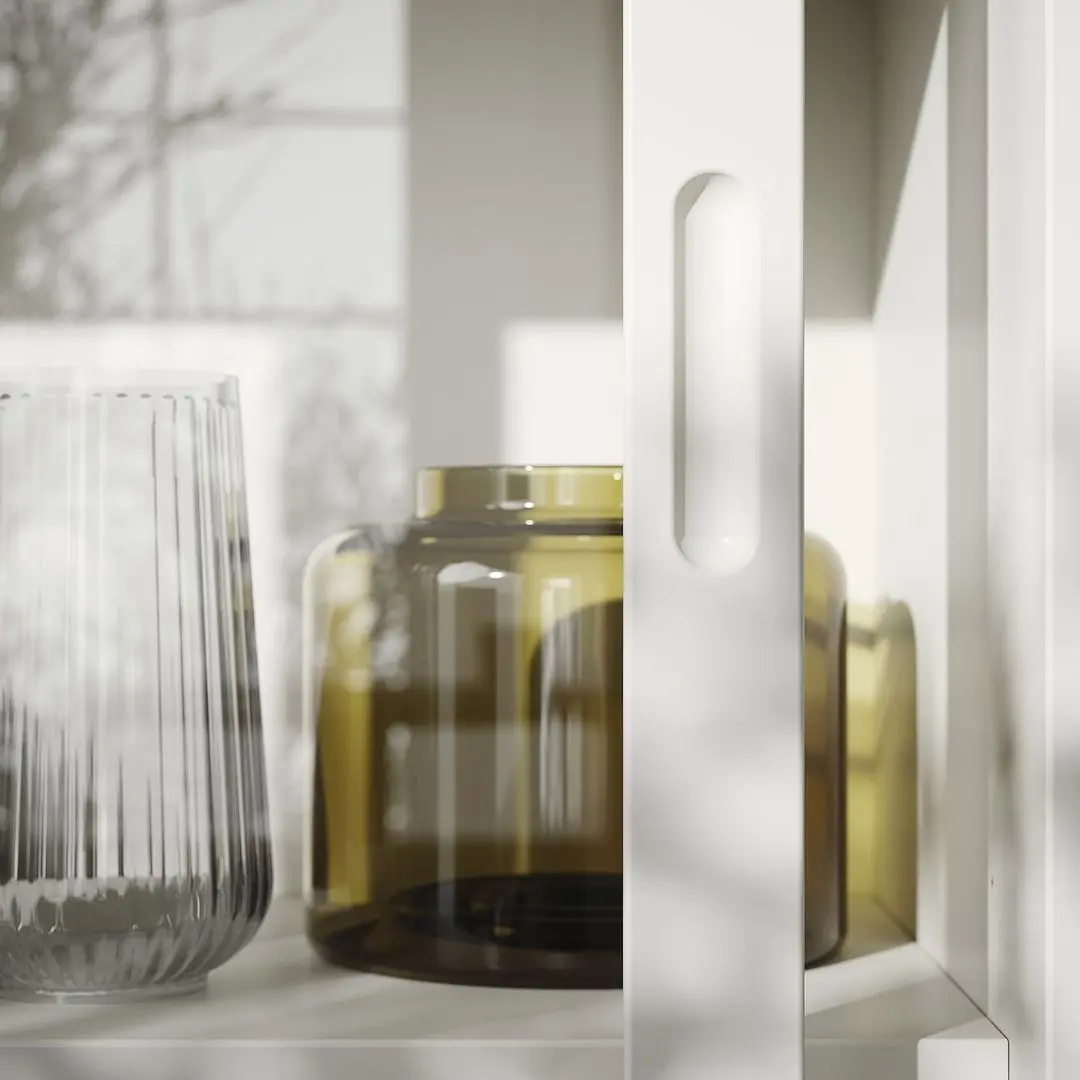 Servant Ikea Tonstad usi glisante/sertare/sticla 120x47x201 (Alb)