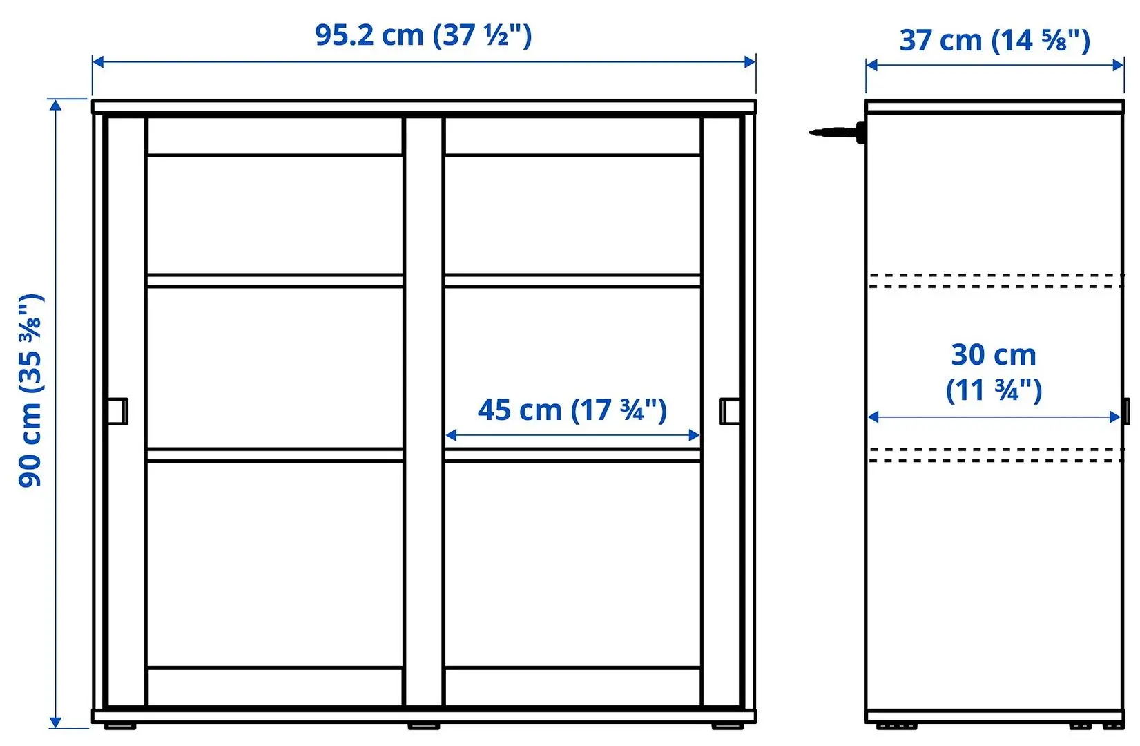 Bufet Ikea Vihals usi sticla 190x37x90 (Gri-inchis)