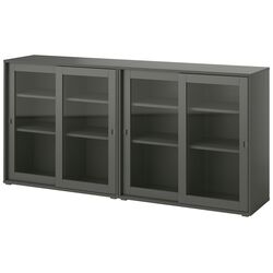 Bufet Ikea Vihals usi sticla 190x37x90 (Gri-inchis) Thumb