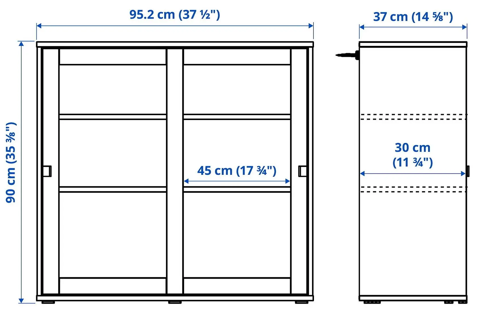 Bufet Ikea Vihals usi sticla 235x37x90 (Gri-inchis)