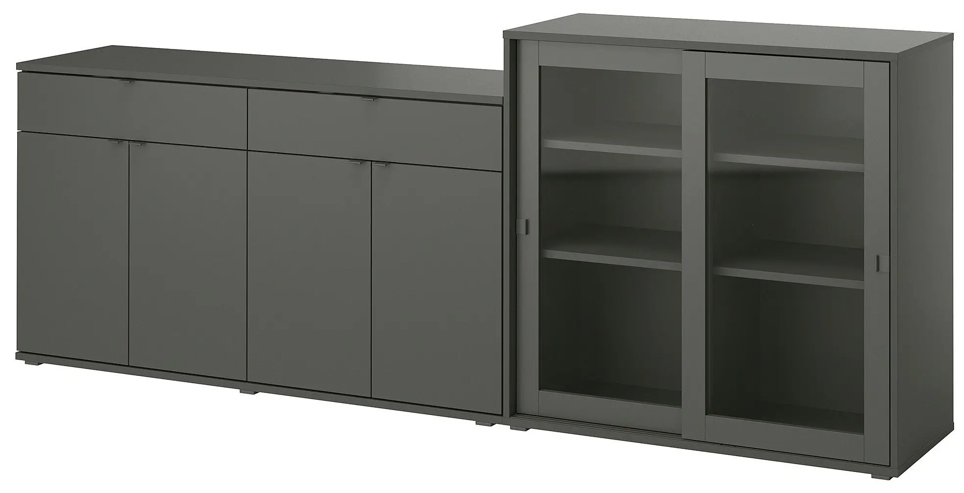 Bufet Ikea Vihals usi sticla 235x37x90 (Gri-inchis)