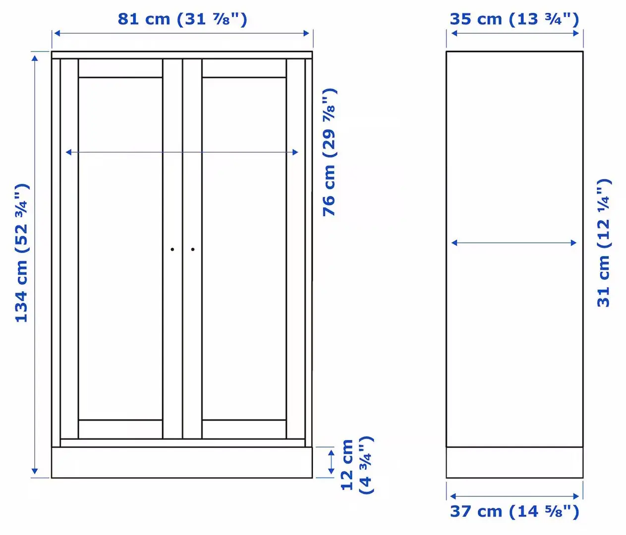 Dulap-camara Ikea Havsta cu plinta 81x37x134 (Alb)