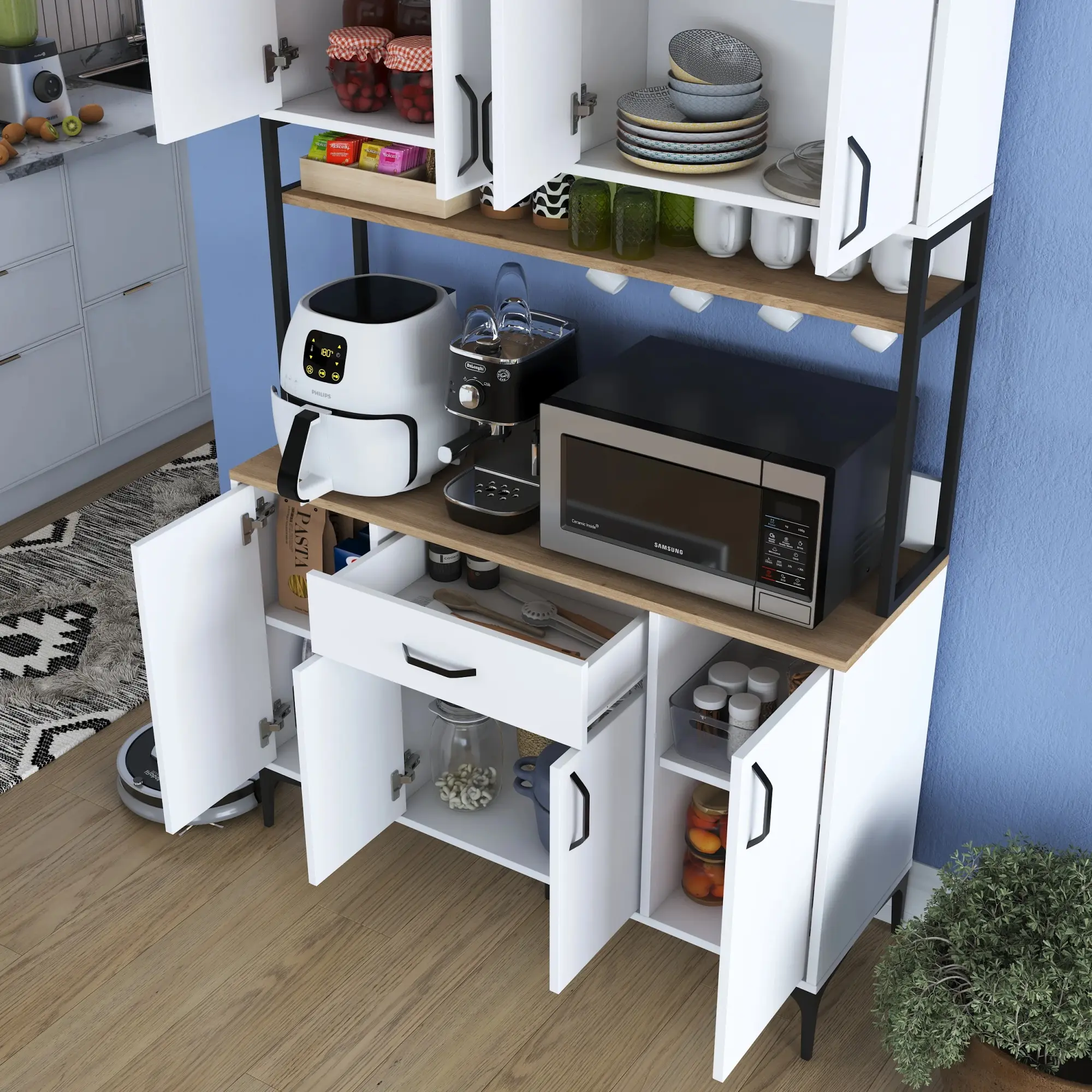 Bufet Mirage Meble JE127 (White/Walnut)