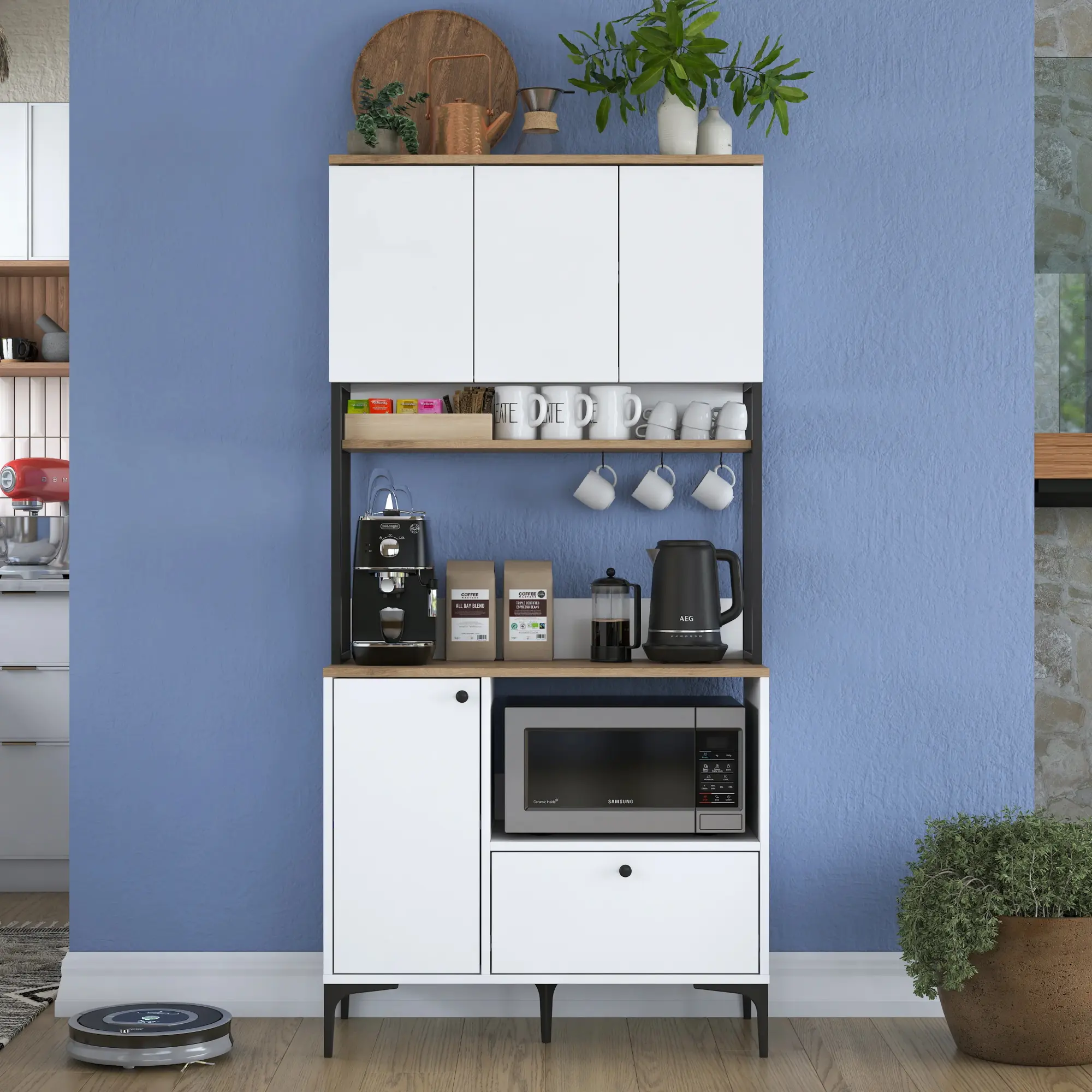 Bufet Mirage Meble JE159 (White/Walnut)