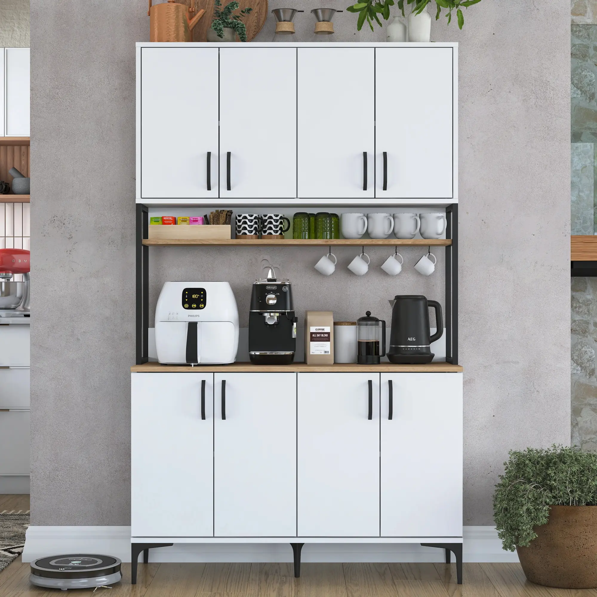 Буфет Mirage Meble JE173 (White/Walnut)