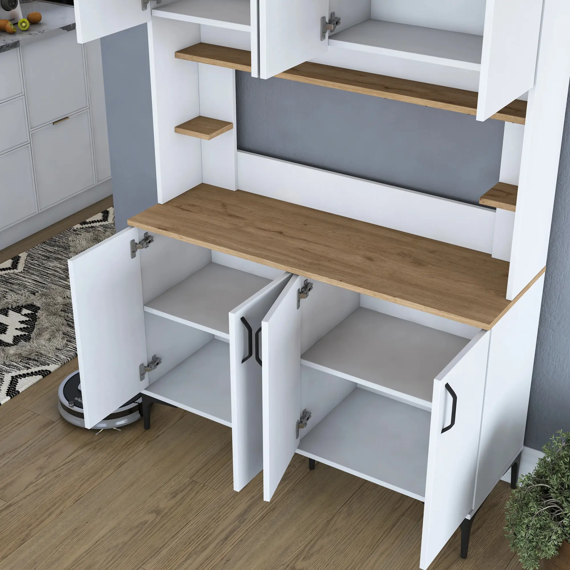 Буфет Mirage Meble JE176 (White/Walnut)