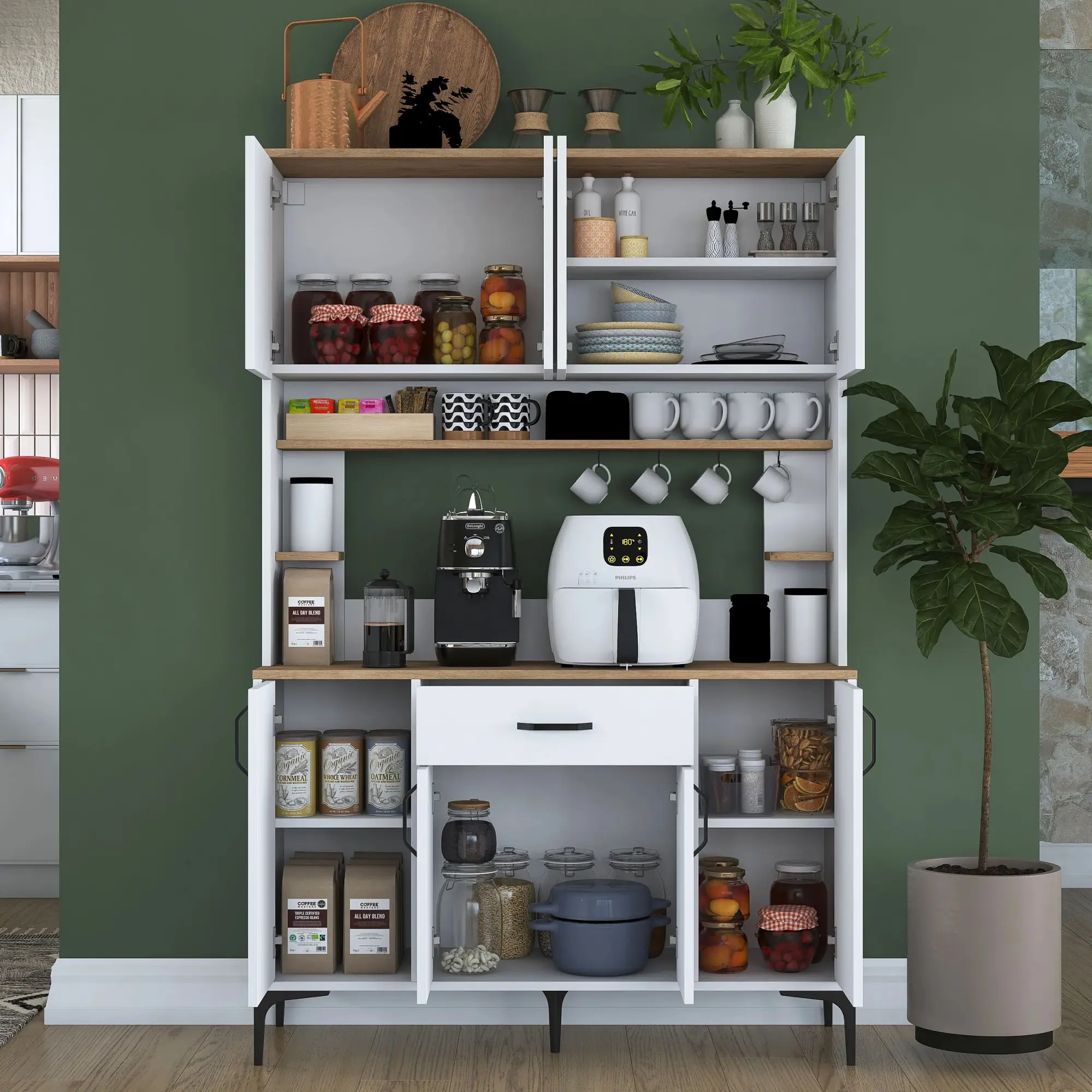 Буфет Mirage Meble JE177 (White/Walnut)