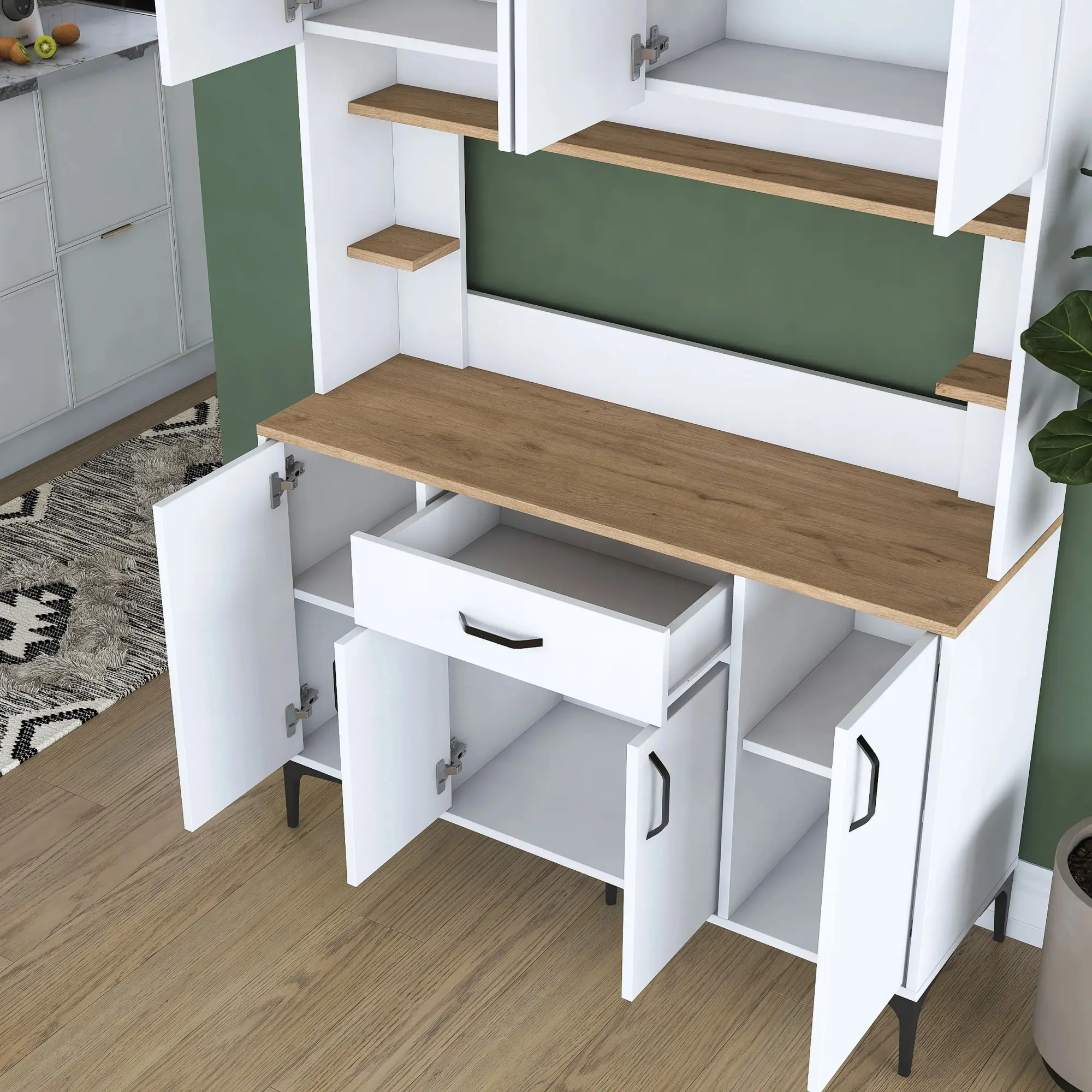 Буфет Mirage Meble JE177 (White/Walnut)