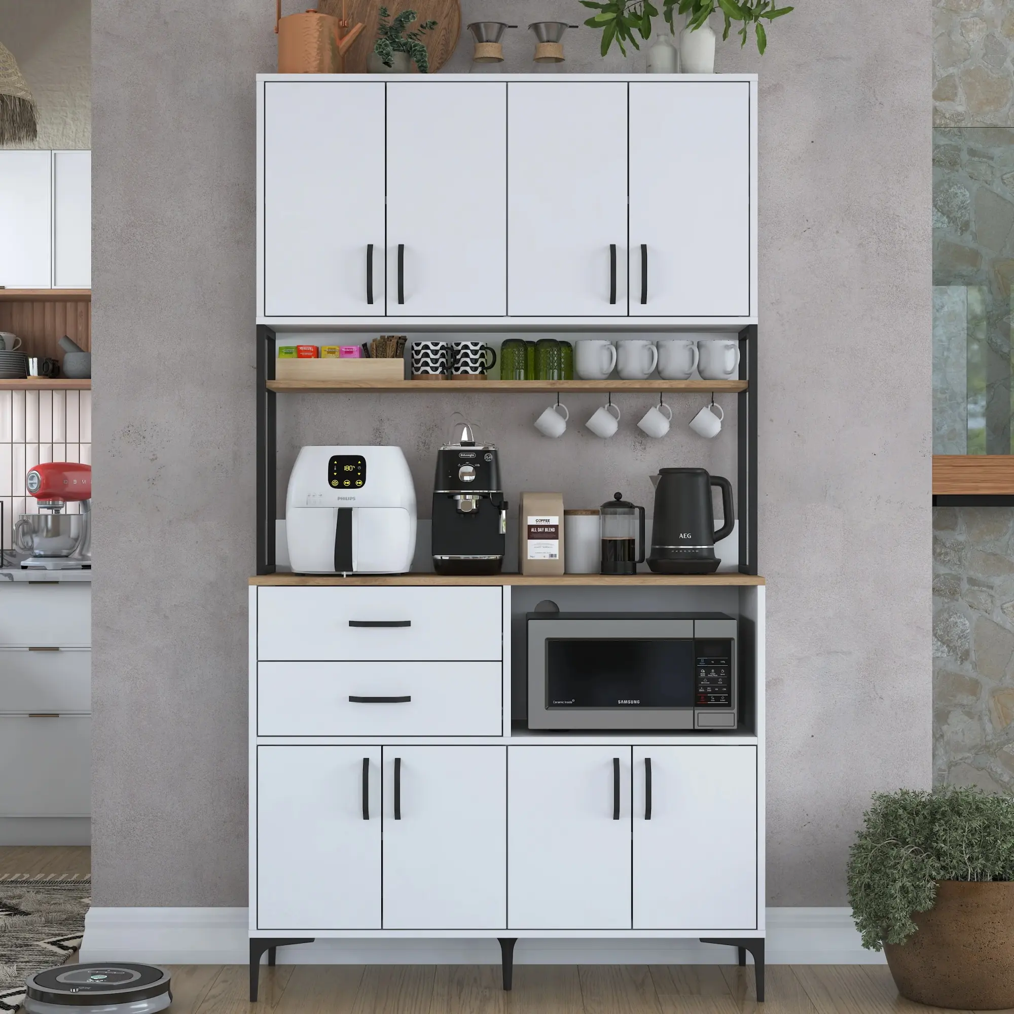 Bufet Mirage Meble JE180 (White/Walnut)