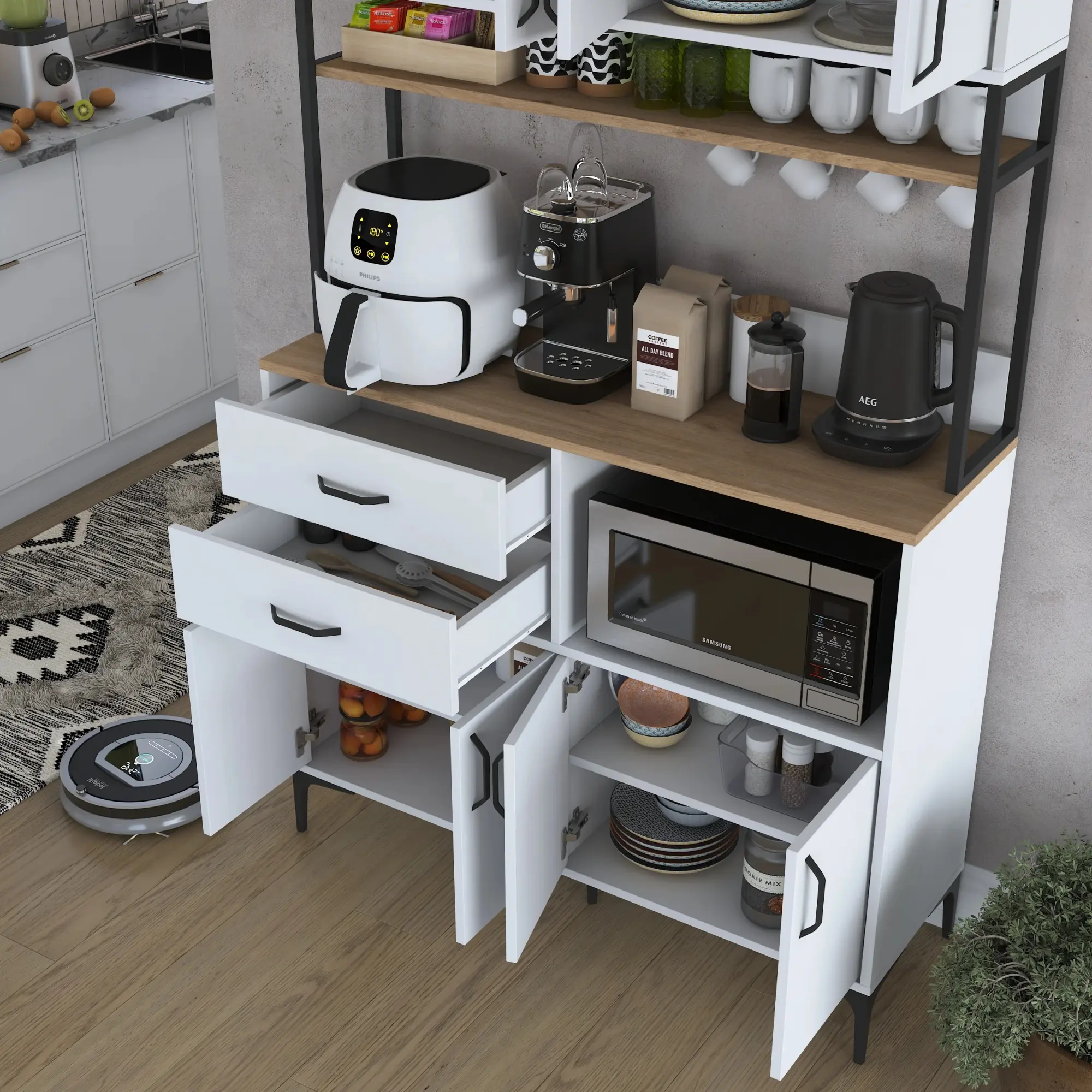 Bufet Mirage Meble JE180 (White/Walnut)