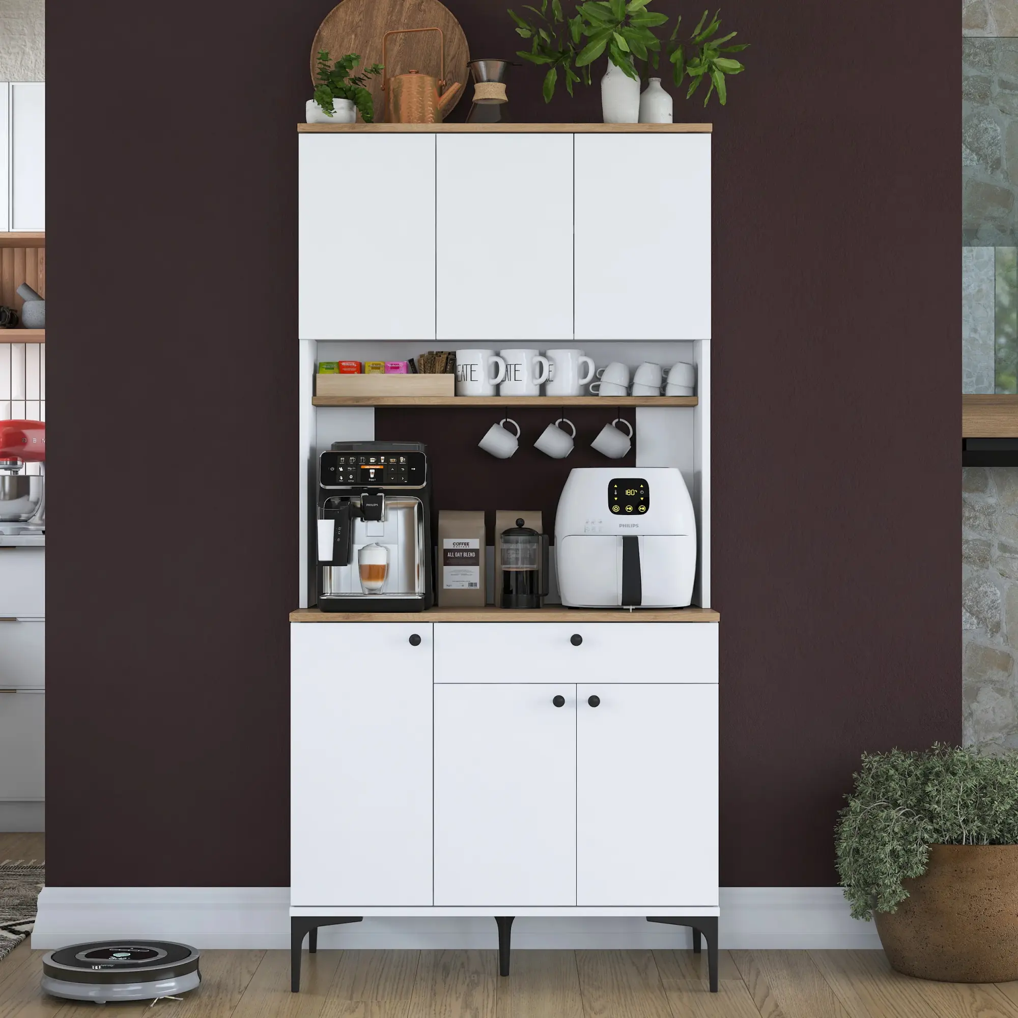 Буфет Mirage Meble JE196 (Walnut/White)