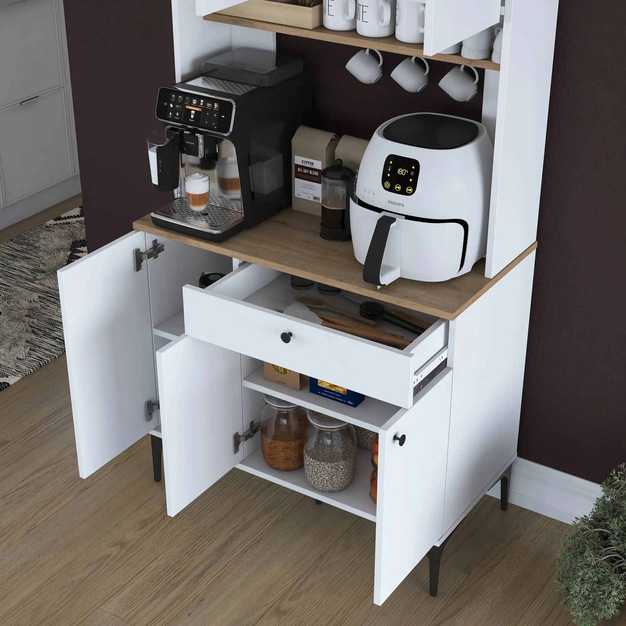 Буфет Mirage Meble JE196 (Walnut/White)