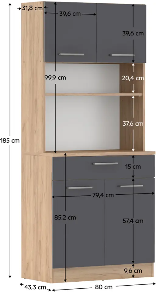 Буфет Tempo Kondela Domis New (Artisan Oak/Graphite) - 5