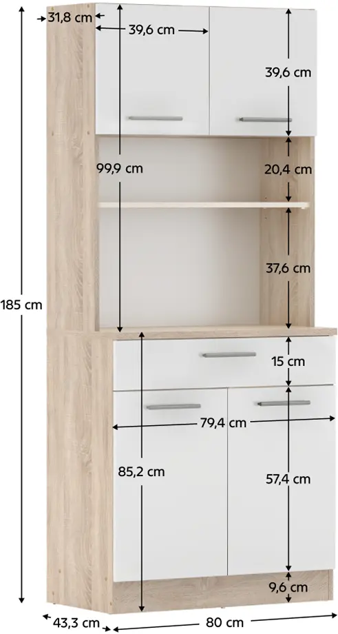 Буфет Tempo Kondela Domis New (Sonoma Oak/White)