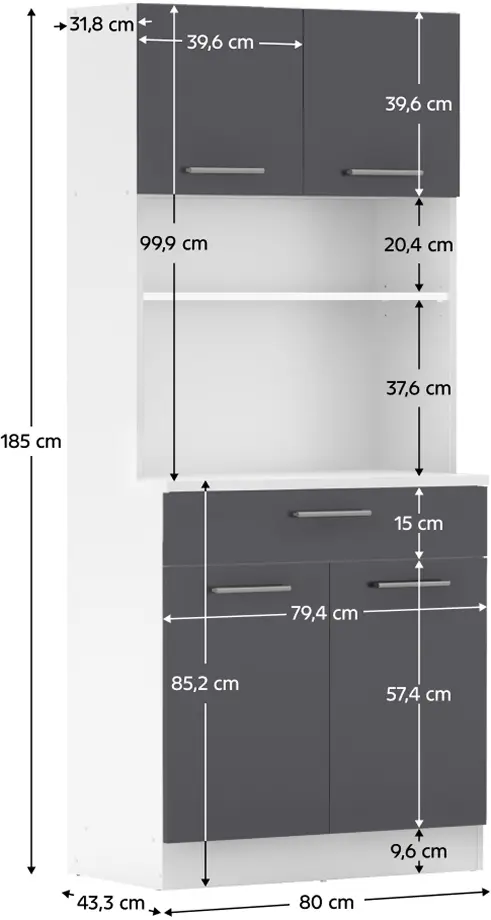 Bufet Tempo Kondela Domis New (White/Graphite)
