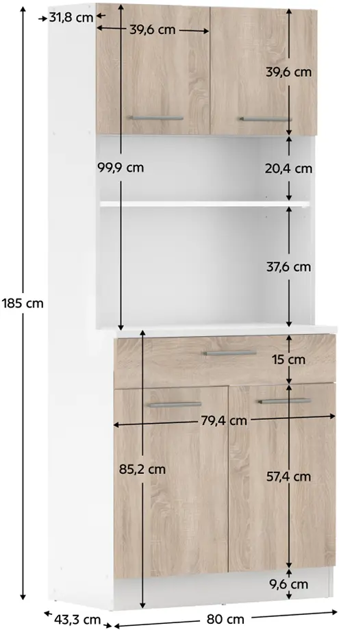 Bufet Tempo Kondela Domis New (White/Sonoma Oak) - 6