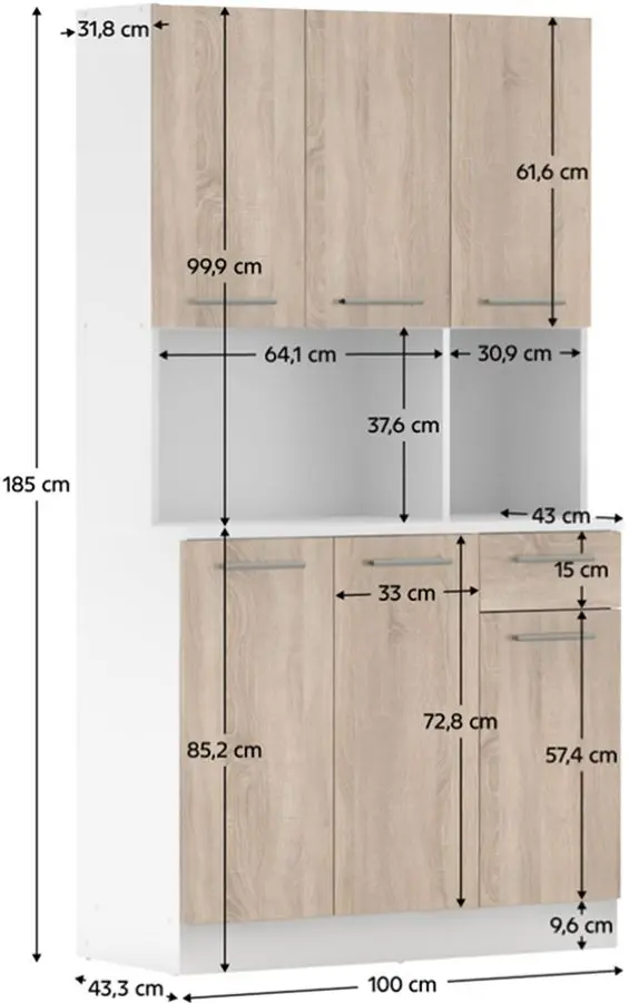 Bufet Tempo Kondela Pelion New (White/Sonoma Oak) - 5
