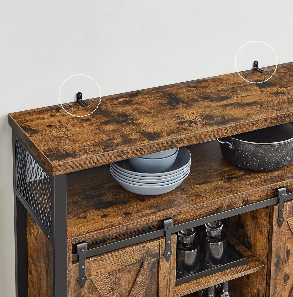 Буфет Vasagle LSC092B01 (Rustic Brown/Black)