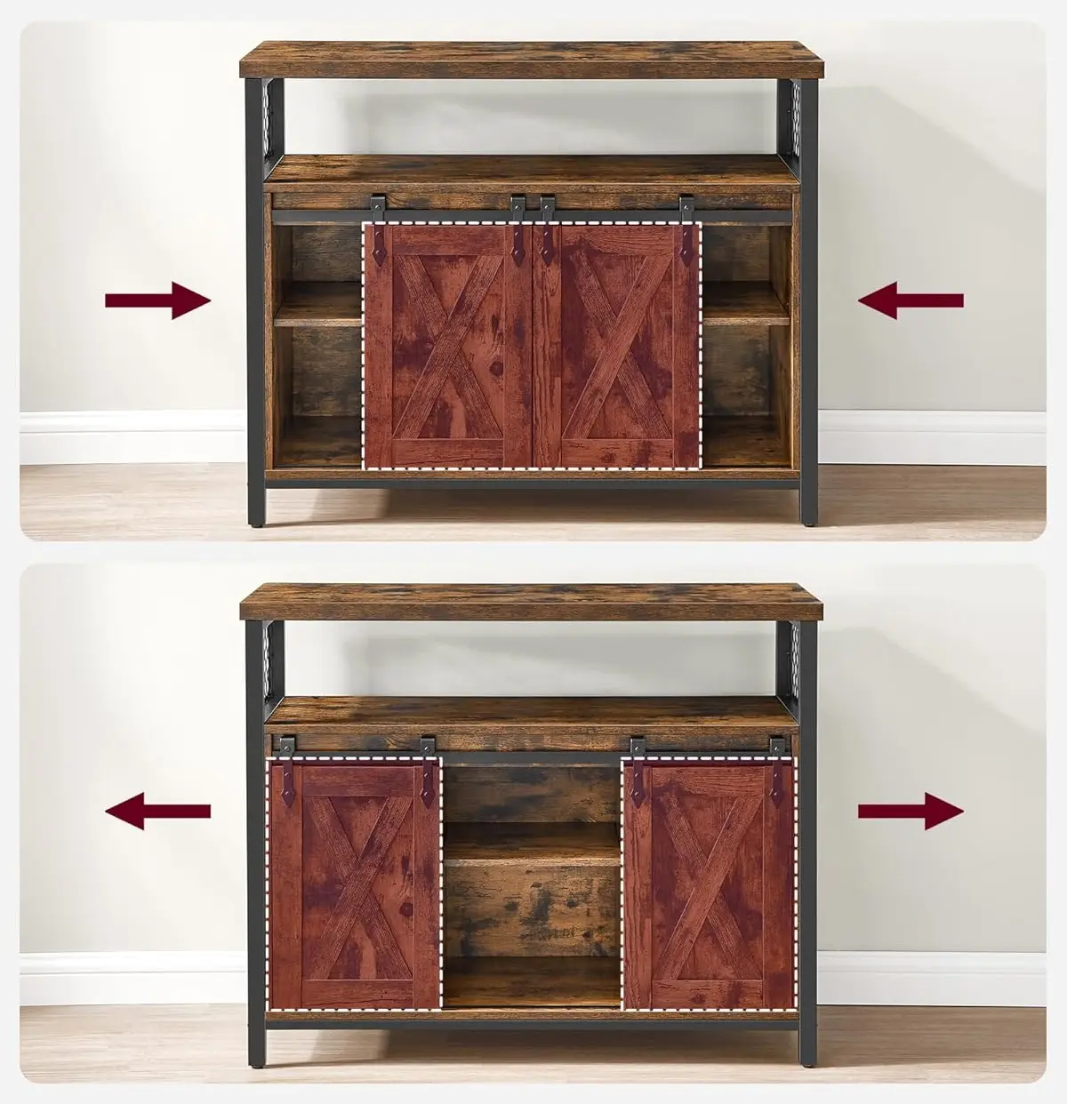 Буфет Vasagle LSC092B01 (Rustic Brown/Black)