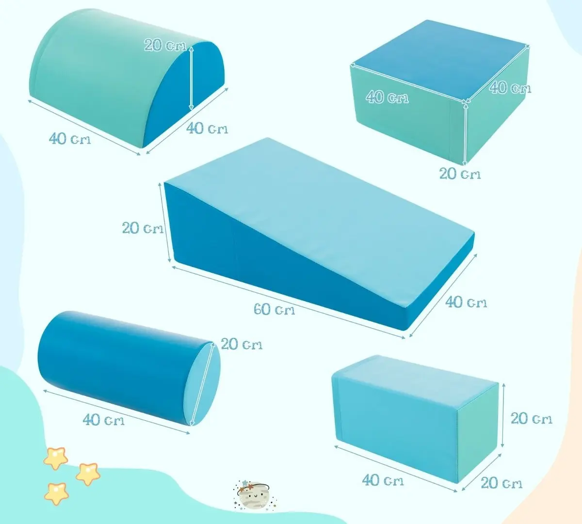 Modul moale pentru joc Costway FH10095NY (Blue) - 8