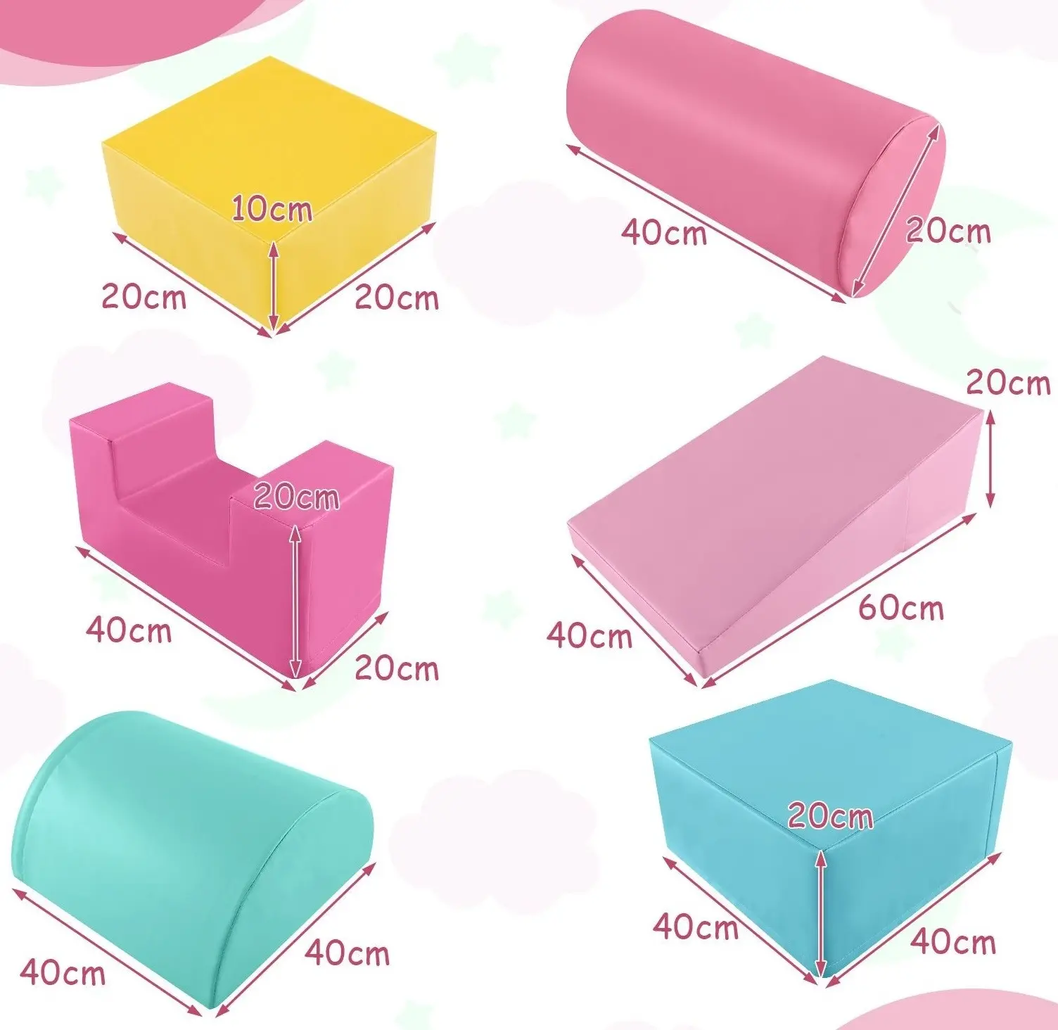 Мягкий игровой модуль Costway FH10099PI (Multicolor)