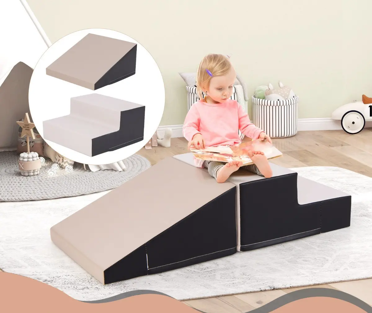 Мягкий игровой модуль Costway FH10121GR (Black/Grey) - 4