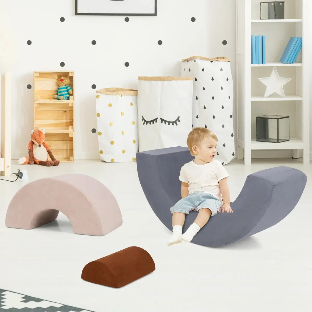 Мягкий игровой модуль Costway HV10430HS (Grey/Beige) - 4