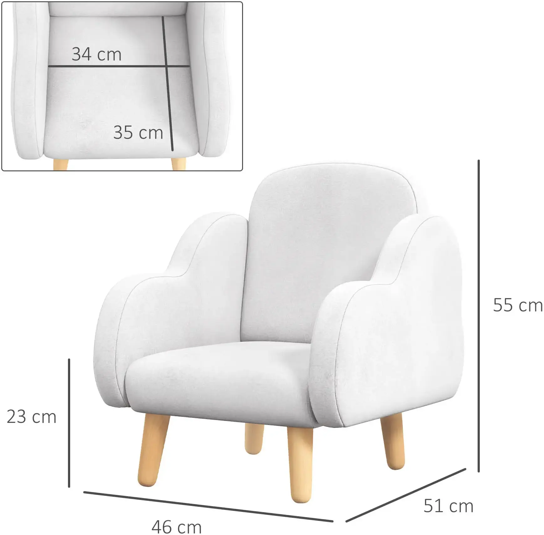 Кресло Zonekiz 310-066V81WT (White/Wood) - 6