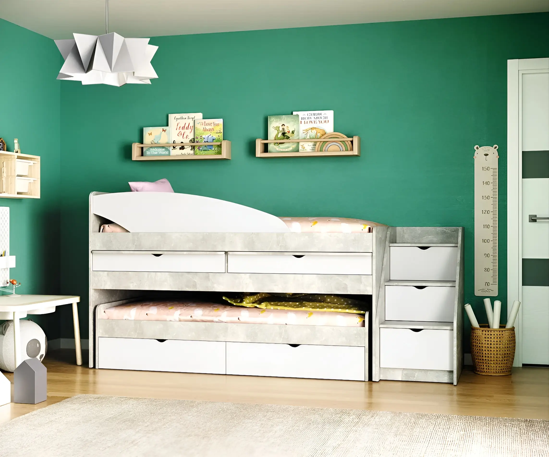 Комод-лесница МЛ-Мебель Yunior 11 49cm (Atelier Light/White) - 4
