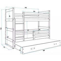 Pat suprapus BMS Group Rico cu pat retractabil 90x190 (Graphite) Thumb
