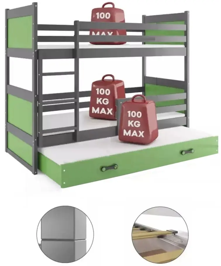 Pat suprapus BMS Group Rico cu pat retractabil 90x190 (Graphite/White) - 3