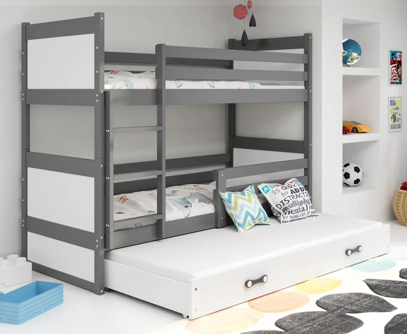 Pat suprapus BMS Group Rico cu pat retractabil 90x190 (Graphite/White)