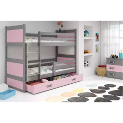 Двухъярусная кровать BMS Group Rico с ящиком 90x190 (Graphite/Pink)