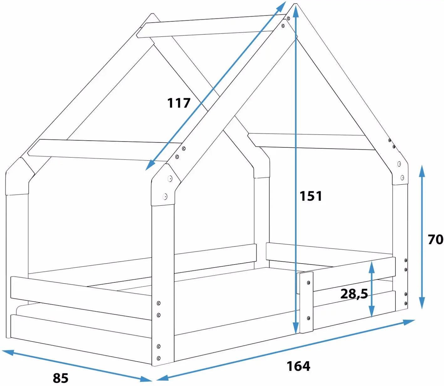 Кровать BMS Group Domek с матрасом 80x160 (Natural) - 5