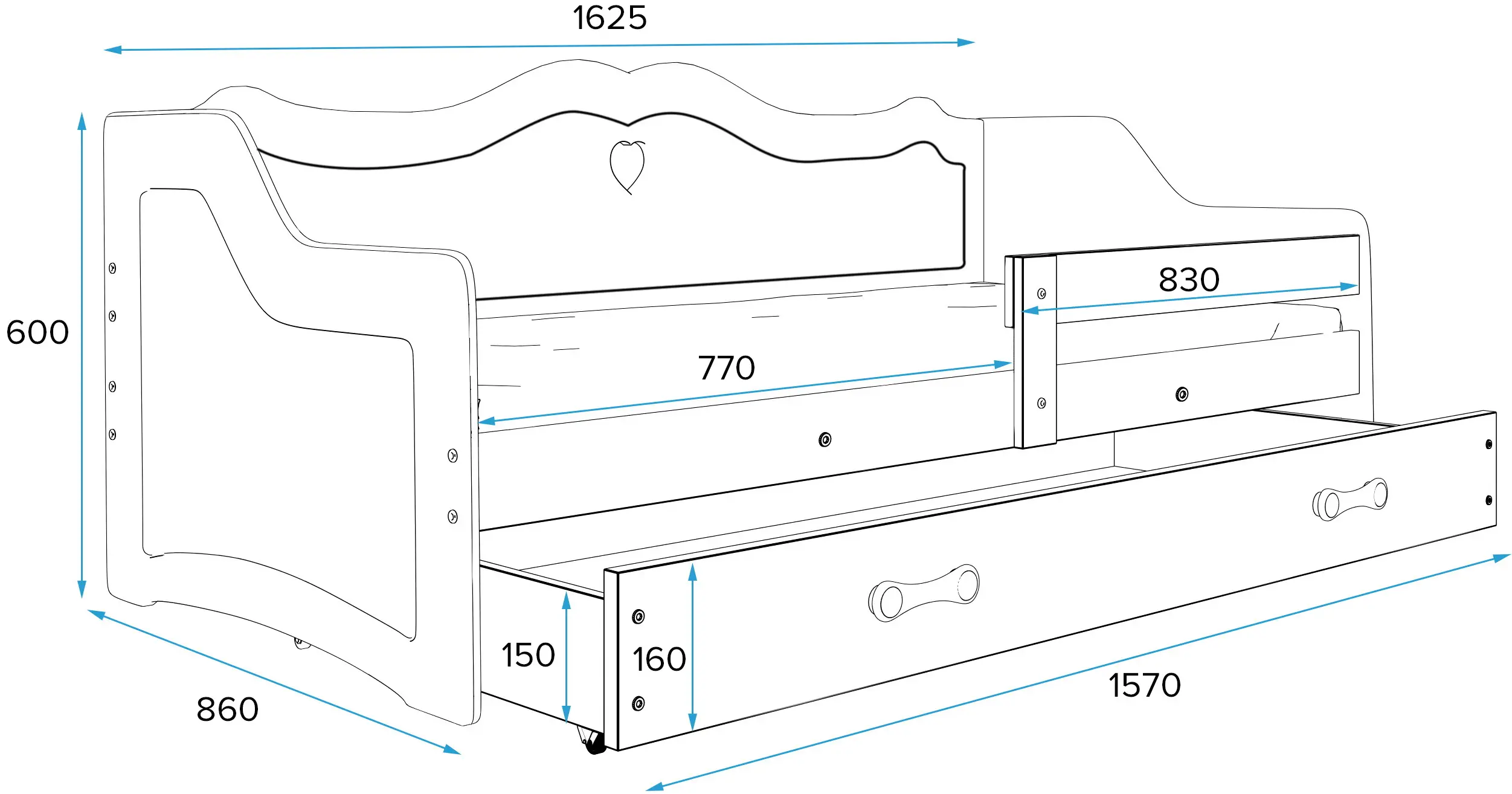 Pat BMS Group Julia sertar/saltea 80x160 (White) - 3