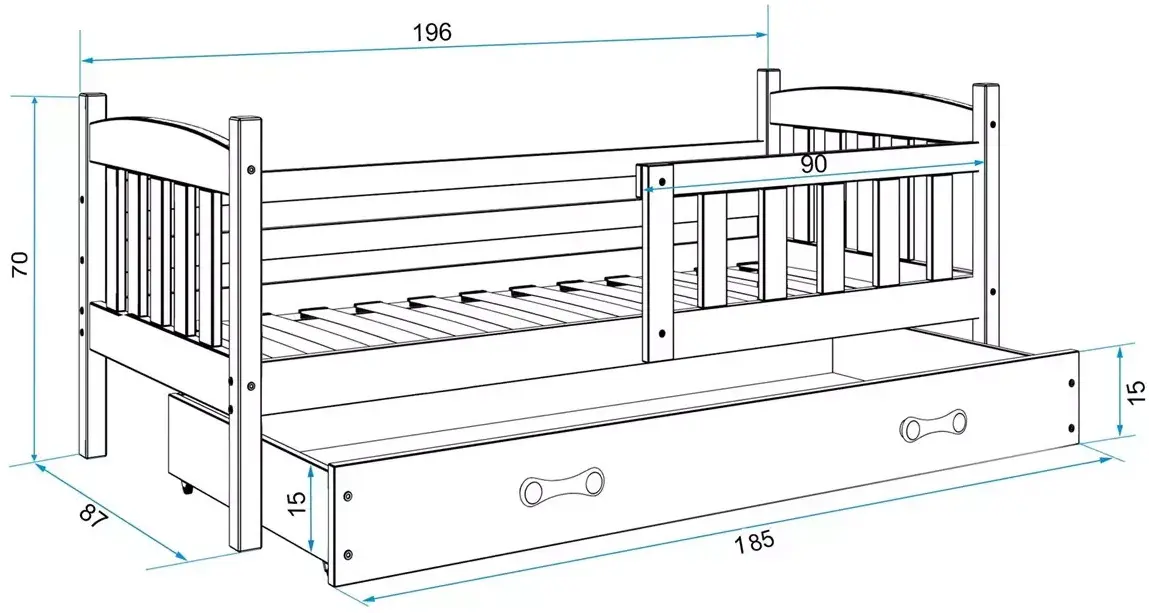 Pat BMS Group Kubus sertar/saltea 80x190 (Pine/White) - 3