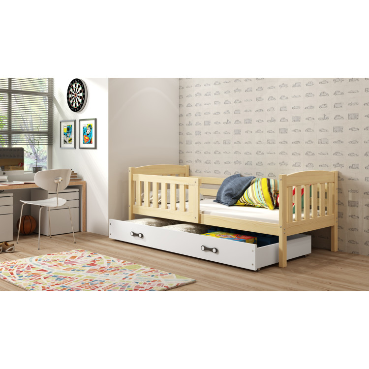 Кровать BMS Group Kubus ящик/матрас 80x190 (Pine/White)