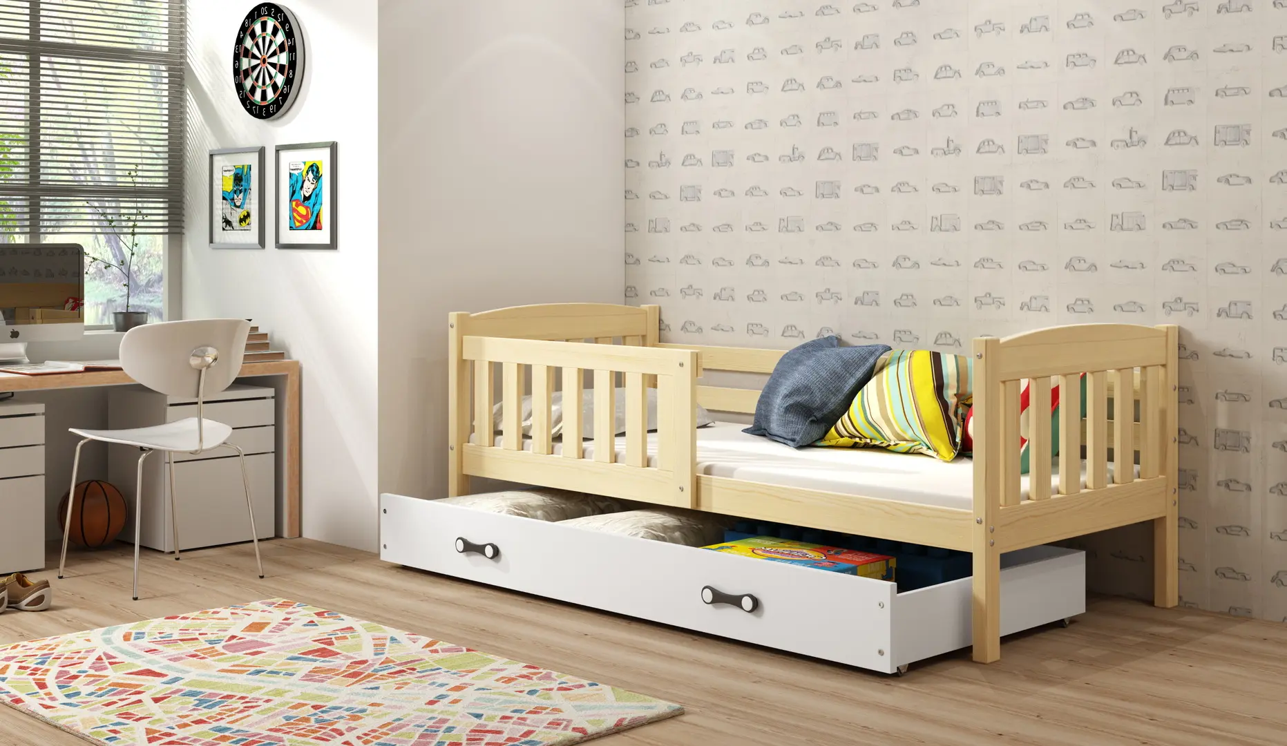 Pat BMS Group Kubus sertar/saltea 80x190 (Pine/White)