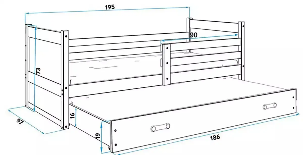 Pat BMS Group Rico cu pat retractabil 90x190 (Graphite/Green) - 4