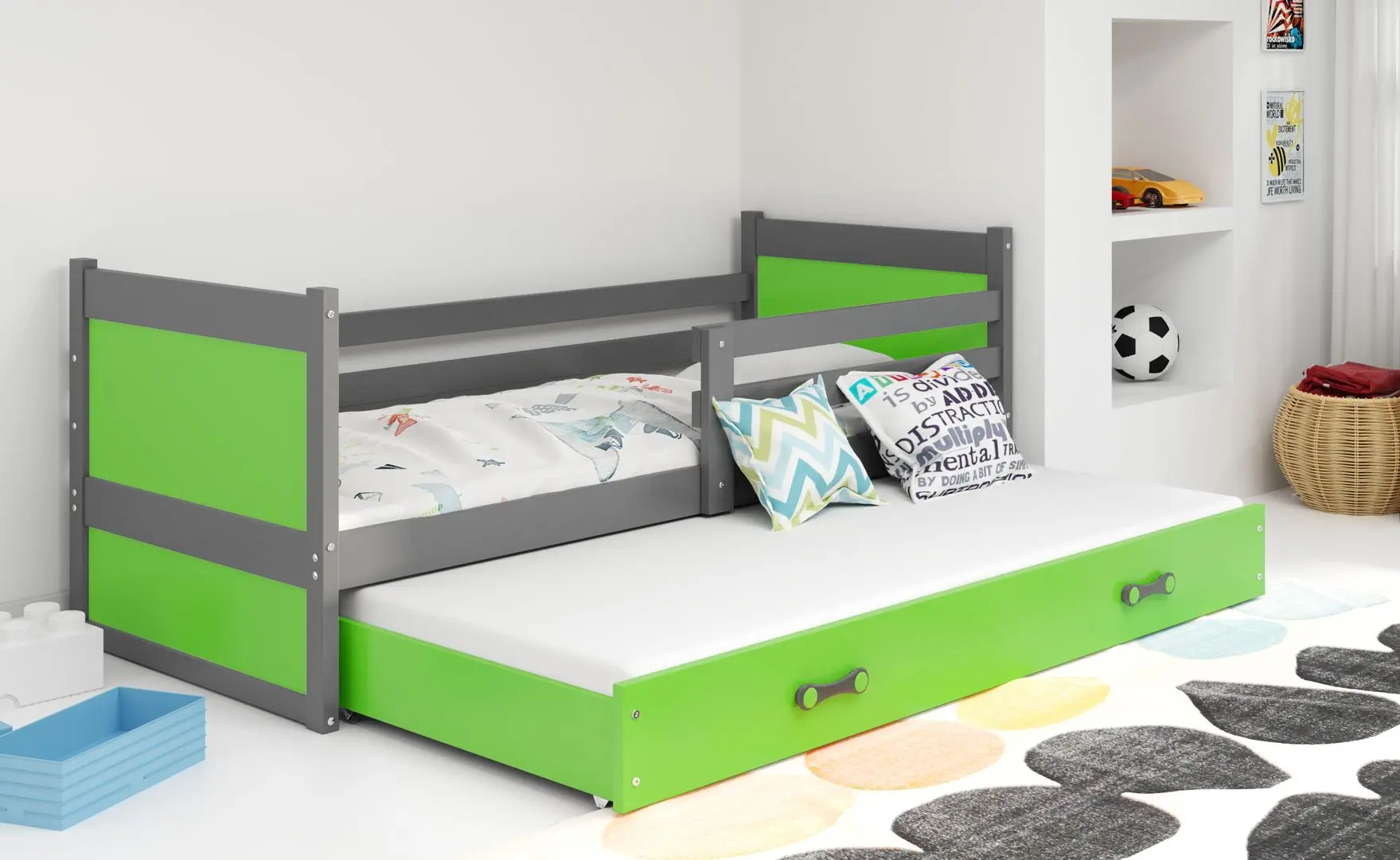 Pat BMS Group Rico cu pat retractabil 90x190 (Graphite/Green)