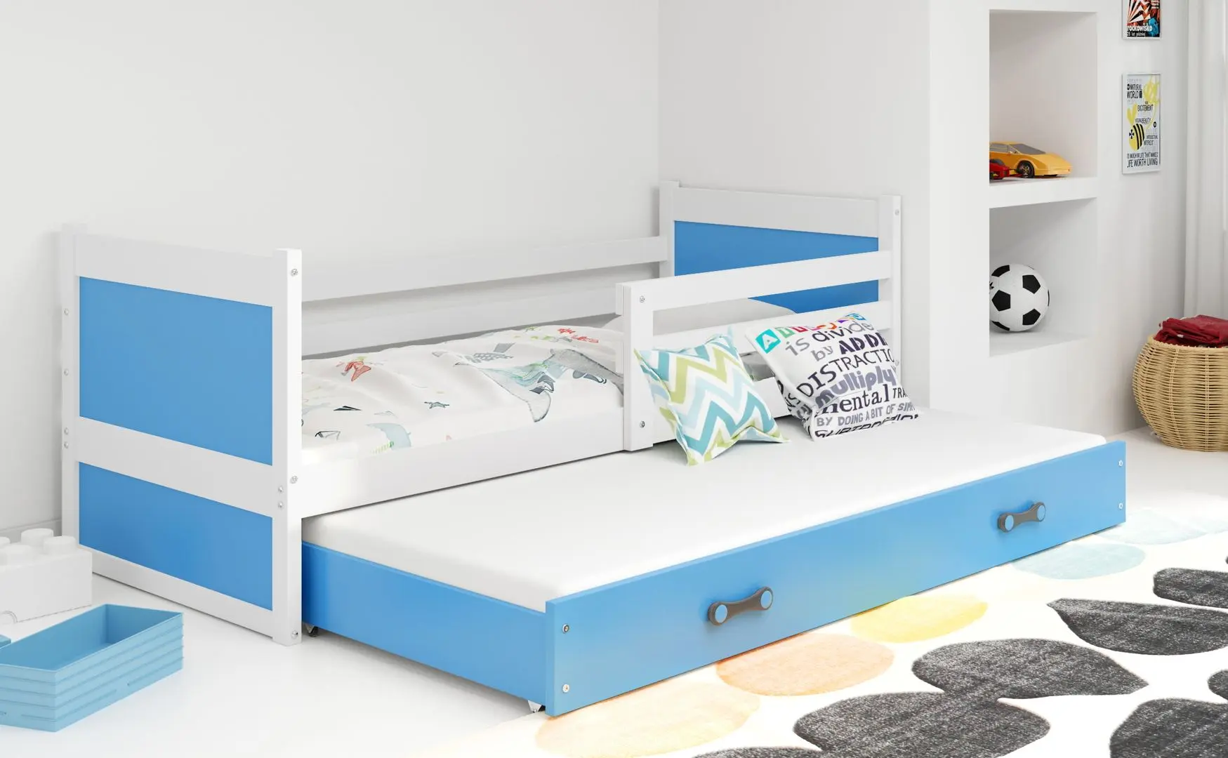 Pat BMS Group Rico cu pat retractabil 90x190 (White/Blue)