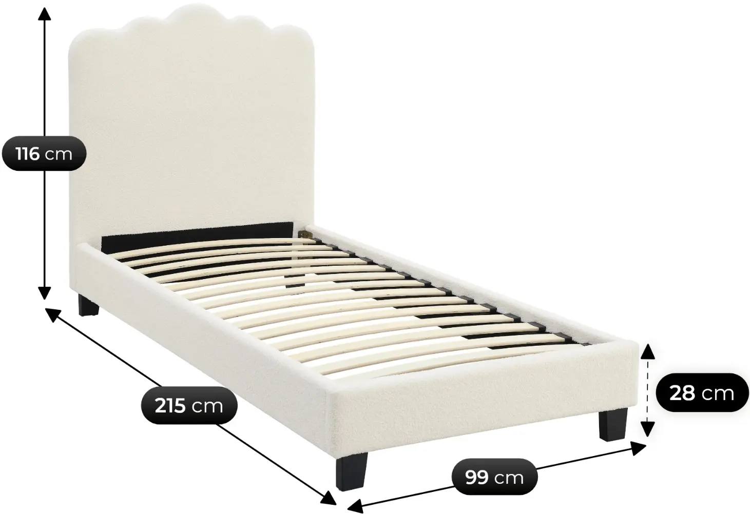 Кровать Mebel Elite Crater 90x200 Boucle (Cream) - 3